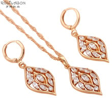 Zirconia Leaf style Gold Tone Fashion Jewelry sets Necklace Earrings Austrian SWA Element Health Nickel Lead free JS324 2024 - buy cheap