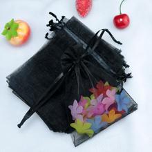 8x10cm Jewelry Packing Drawable Organza Bags Wedding Gift Bags black color Organza Pouch Wedding Party Favor Gift Bag 2024 - buy cheap