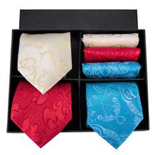 Hi-Tie Hot Sell New Fashion Style Ties For Men Floral Pattern Necktie Pocket Square Cufflinks Set Box Set Gravatas 2024 - buy cheap