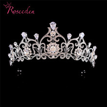 Tiara de boda de circonia cúbica con diamantes de imitación, corona de fiesta para damas de honor RE3060 2024 - compra barato