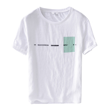 Camiseta de manga corta de lino para hombre, camisa blanca informal a la moda, lisa, de verano, nuevo diseño 2024 - compra barato
