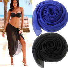 Sexy Solid beach cover up sarong summer bikini cover-ups wrap pareo beach dress Mesh skirts towel 2024 - buy cheap