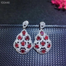 natural red ruby drop earrings 925 silver natural gemstone earrings women personality Fan Earrings for wedding gift fine jewelry 2024 - buy cheap