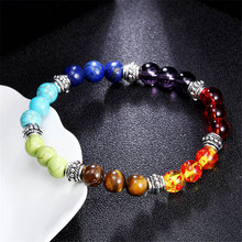 WWLB-pulsera de 7 chacras y León para hombre y mujer, brazalete de piedras naturales, Lava negra, cuentas de equilibrio curativas, Reiki, Buda, oración, envío directo 2024 - compra barato