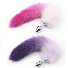 New white pink purple color fox tail small medium large Anal Plug beads Metal Butt plug Role Play Flirting Fetish sex Toy Women 2024 - buy cheap