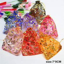 Bolsas de regalo de Organza para decoración de boda, Halloween de Navidad, 25 uds., 7x9cm, bolsa de dulces de oro rosa, bolsa de embalaje para joyería 2024 - compra barato