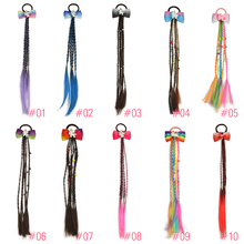 10pcs/lot Rainbow Color Ponytail Flower Headbands with Long pigtail Kids Girls Princess Braid Wig Hairbands Hair Accessories 2024 - buy cheap