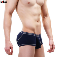 Cueca boxer masculina, roupa íntima sexy boxer respirável tamanho médio 2024 - compre barato