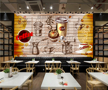 Custom retro wallpaper,coffee,3D retro murals for the cafe restaurant hotel background wall PVC wallpaper 2024 - buy cheap