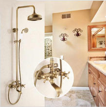 Chuveiro de bronze antigo, conjunto de torneira + torneira da banheira + chuveiro portátil de parede 4 tipos para sua escolha 2024 - compre barato