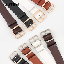 KAWEIDA Trending Fashion Women's PU Leather Belts Female Gold Square Pin Buckle  Ladies Street Waist Belt for Jeans Kemer 2024 - buy cheap