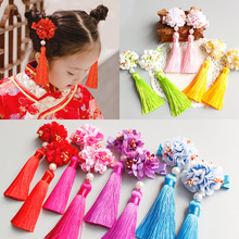 2PCS/Lot Chinese Princess Colorful Simulation Flower Long Tassels Headbands Hair Clips Girls Hair Ornament Cute Hair Accessories 2024 - buy cheap