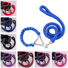 Double Strand Pet Dog Nylon Collar Leash Set Durable Pet Metal P Chain Collar Lead Traction Rope Walking Belt Collar Pet Supply 2024 - buy cheap