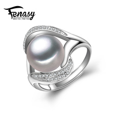 FENASY-Anillo de plata 925 con perlas naturales para mujer, sortija de cóctel con perlas de agua dulce, hipérbola de gran tamaño, 2018 2024 - compra barato