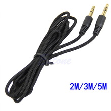 Cabo auxiliar de áudio estéreo de 3.5mm, cabo trançado de extensão de fone de ouvido para mp3 no carro 2m/3m/5m 2024 - compre barato