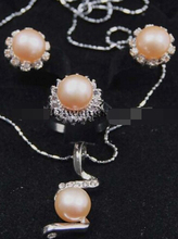 Free shipping 520 9-9.5MM Pink Akoya Cultured Pearl ring earrings Necklace Pendant Set AAA 2024 - buy cheap