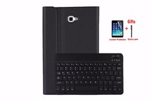 Capa removível de teclado sem fio bluetooth, capa para samsung galaxy tab a a6 10.1 2016 t580 t585 t580n t585n com suporte pu + película + caneta 2024 - compre barato