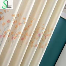 Plum Flower Coffee Purple Orange Floral Embroidered Exquisite White Curtains Cortinas For Living Room Bedroom Curtain Modern 2024 - buy cheap