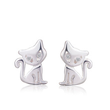  Silver Plated Earrings for Women Piercing Animals Cat Stud Earrings boucle d'oreille Accessories A188 2024 - buy cheap