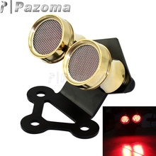 Luz LED trasera de latón macizo para motocicleta, lámpara de luz trasera para motocicleta Harley, Cafe Racer, Bobber, Chopper, luz trasera parada Dual con luz de matrícula 2024 - compra barato