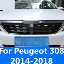 Bumper Air-inlet Grille Trims Front Grille Strip Center Racing Cover three color Auto Accessories For Peugeot 308 2014-2018 2024 - buy cheap