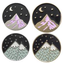 Cartoon Mountain Moon Star Enamel Round Brooch Pin Badge Clothes Backpack Decor woman brooches 2024 - buy cheap