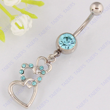 Heart body piercing jewelry Retail navel ring 14G 316L surgical steel  Free shipping  Nickel-free TAIERS 2024 - buy cheap