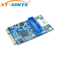 XT-XINTE MINI PCI-E a USB3.0 tarjeta vertical PCI Express de 2 puertos a convertidor de 4 pines adaptador PCIe to19pin tarjeta de expansión USB 3,0 2024 - compra barato