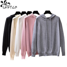 UHYTGF New Knit Sweater Women Fashion Hooded Pullover Warm Autumn Sweater Coats Loose Elasticity Soft Plus Size Sweater Lady 804 2024 - buy cheap