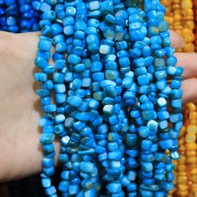 Wholesale Natural Gravel Irregular Square Shape Dye Blue Shell  5-7mm Beads Stone For Jewelry Making DIY Bracelet Necklace 34'' 2024 - buy cheap