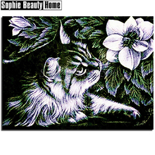 New Sale 5D Diamond Cross Stitch Diy Full Diamond Painting Cat & Flowers Diamond Embroidery Animal Needlework Mosaic Gift 192021 2024 - buy cheap