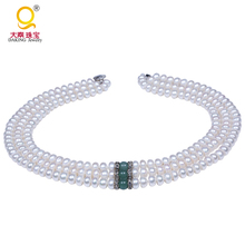 Daking-collar de cuentas de perlas de 8,5-9,5mm, collar de 3 cuerdas cultivadas en agua dulce, collares de perlas de marfil para joyería de boda 2024 - compra barato