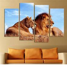 4 Panels Lion King Abstract Paintings On Canvas Wall Pictures For Living Room Home Decor Wall Art Canvas Print 2024 - buy cheap