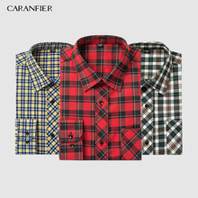 CARANFIER 3pcs Mens Long Sleeve Contrast Plaid Dress Shirt Male Smart Casual Tops Slim Fit Adjustable Cuff Button Down Shirts 2024 - buy cheap