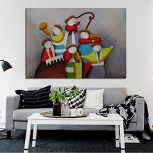 New Decorative Oil Paintings Modern Design Art High Quality Band Playing Wall Stickers On Canvas for Home Decor 2024 - buy cheap