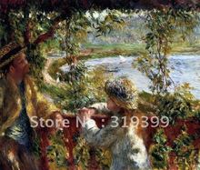 Pintura a óleo reprodução sobre lona de linho, perto do lago by pierre auguste renoir, frete grátis dhl, handmade, qualidade do museu 2024 - compre barato