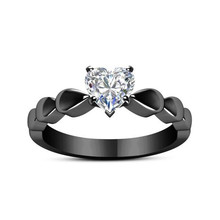Hainon Love Heart Rings For Women Engagement Wedding Ring Female Women's Cubic Zirconia Black gold color Promises Ring Jewelry 2024 - buy cheap