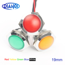 Luz de indicador LED de Metal de 19mm, lámpara de señal a prueba de agua, 3V, 6V, 12V, 24V, 220v, tornillo de conexión rojo, amarillo, azul, blanco, 19zsdqx.x 2024 - compra barato
