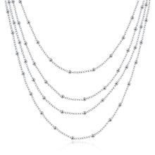 Colares femininos de prata 925, joias da moda, miçangas multicamadas, corrente e pingente, gola feminina, presentes de natal, bijuterias 2024 - compre barato
