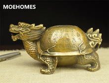 FengShui-estatua de tortuga de dragón ShouZi, antigua y arcaica, longevidad china, decoración vintage para el hogar, artesanía de metal, 100 2024 - compra barato