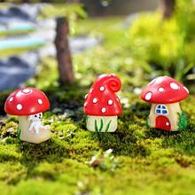 Casa de cogumelo vermelho 3 tamanhos, mini cogumelo de resina 3 tipos diy para decoração de jardim fada em miniatura micro gnome terrário gife 2024 - compre barato