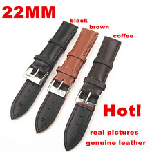 Wholesale High quality 50PCS/lot 22MM genuine leather watch band watch strap watch parts-black ,brown,coffee color-0201107 2024 - buy cheap