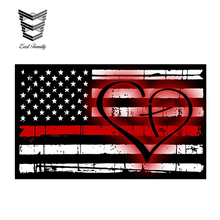Earlfamily-adesivos de vinil para carro, 13cm x 7.8cm, linha vermelha, fina, bombeiros, bandeira em crochê reflexiva, coração cristão, estilo 2024 - compre barato