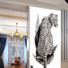 Cheetah corredor mural foto papel de parede para sala de estar casa arte decoração 3d pintura de entrada mural decorativo casa 2024 - compre barato