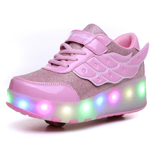 With USB Charging Children Shoes LED Breathable Boys & Girls Sports Casual Shoes Fashion Kids Sneakers With Wing Size 28-41 2024 - buy cheap