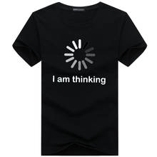 Мужская футболка в стиле хип-хоп, летняя брендовая Повседневная футболка с круглым вырезом и коротким рукавом, Мужская футболка с забавным принтом I'm Thinking 2024 - купить недорого