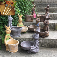 Pastoral Resin Rabbit Vase Furnishing Crafts Garden Park Courtyard Figurines Decoration Villa lawn Outdoor Ornaments Accessories 2024 - buy cheap