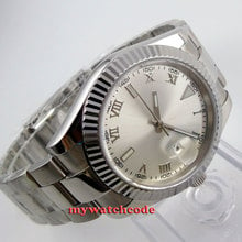 40mm parnis silver dial date sapphire glass automatic mens watch P417 2024 - buy cheap