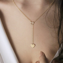 1 Pcs Exquisite Hollow Double Heart Love Pendant Chain Long Necklace Women Simple Clavicle Necklace Charm Girl Gift 2024 - buy cheap