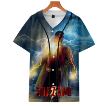 Shazam camiseta de beisebol com estampa 3d, camiseta feminina/masculina de verão e manga curta, roupa casual da moda, urbana, 2019 2024 - compre barato